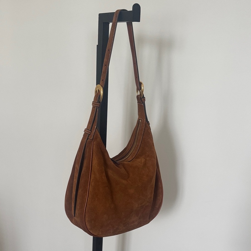 STAUD Brown Suede Hobo Bag